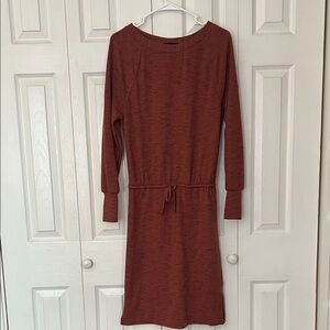 Prana Long-Sleeve Drawcord Dress in Rust